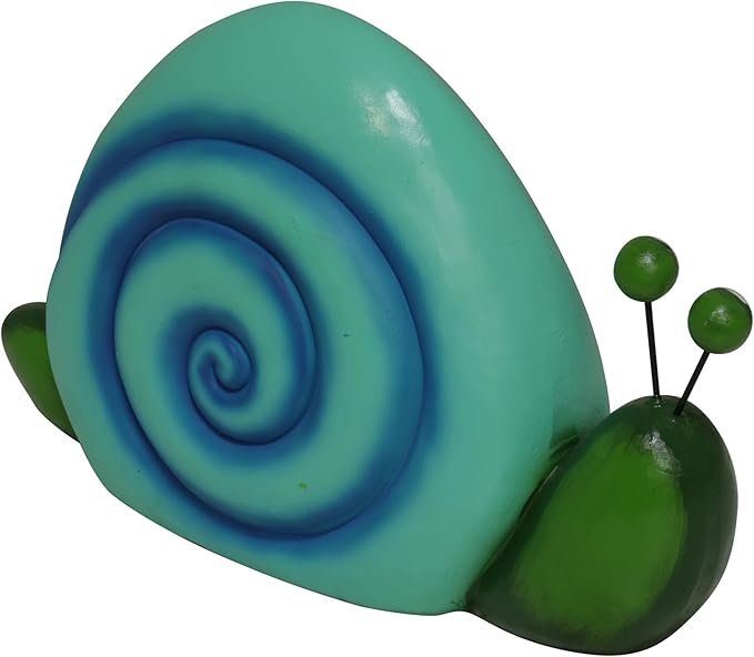 Alpine Corporation 7" Tall Outdoor Swirl Snail Statue Whimsical Accent, Weatherproof Garden Decor, Blue