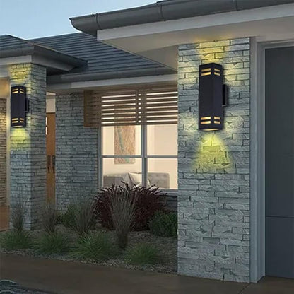 Up and Down Lights Outdoor Wall Light Fixtures, Aluminum Dusk to Dawn Outdoor Lighting Fixture, Modern Black Exterior Light Fixtures, Wall Mount Porch Light for House Front Door