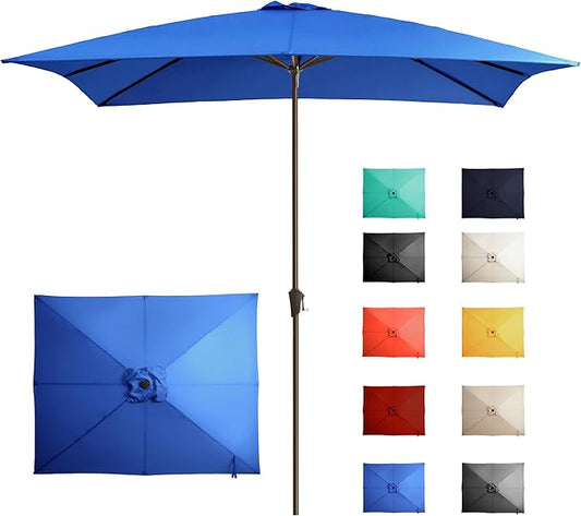 Ayge 8x10FT Large Rectangular Patio Umbrella Outdoor Table Umbrella w/Crank Rectangle Market Umbrella UV Protection for Garden, Deck,Lawn,Yard & Pool,blue