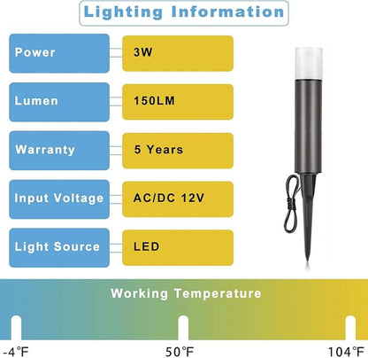 Outdoor Landscape Lights - Low Voltage Aluminum Construction, Waterproof 12V 3W 3000K Warm-Yellow Light (4-Pack)