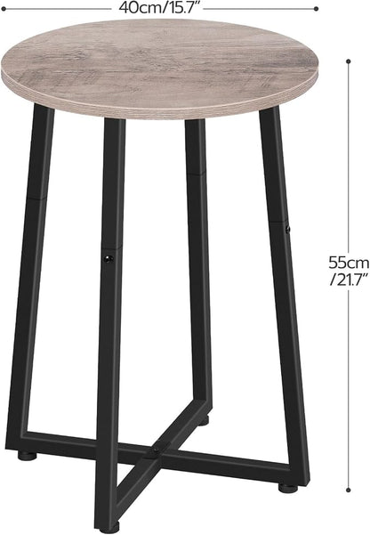 HOOBRO Side Table, Round End Accent Table with Sturdy Metal Pedestal, 15.7" Round Nightstand, for Living Room, Bedroom, Balcony, Office, Greige BG95BZ01