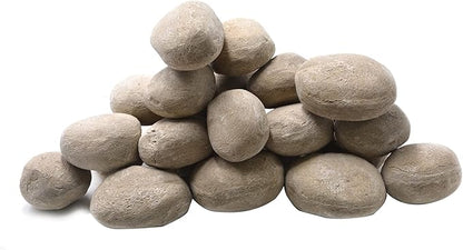 Stanbroil 24pcs Light Weight Ceramic Fiber Pebble Stones for Indoor, Gas Inserts, Ventless, Vent Free, Electric, Outdoor Fireplaces and Fire Pits - Beige
