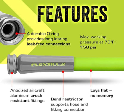 Flexzilla Garden Lead-in Hose 5/8 in. x 5 ft., Lightweight All-Weather Water Hose, Durable and Flexible, Leak-Free Connections