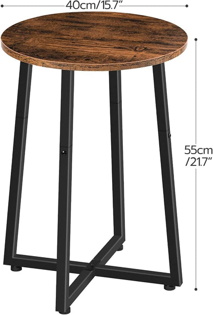 HOOBRO Side Tables Set of 2, Round End Accent Tables with Sturdy Metal Pedestal, 15.7" Round Nightstands, for Living Room, Bedroom, Balcony, Office, Rustic Brown BF95BZP201