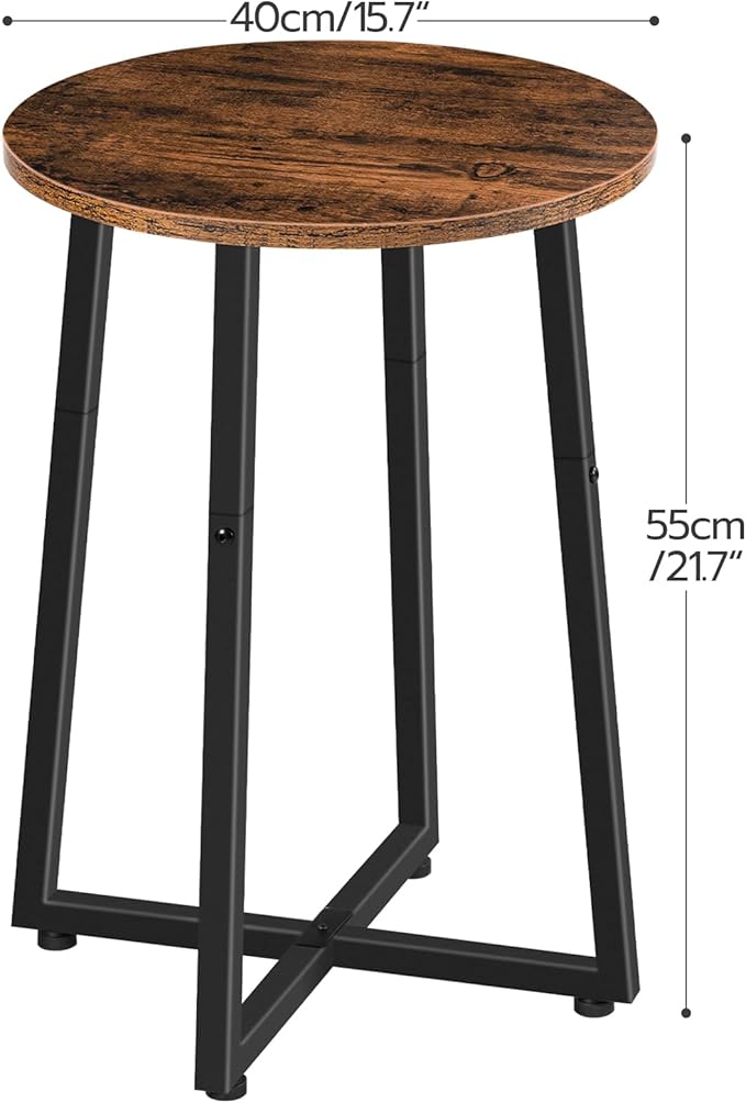 HOOBRO Side Table, Round End Accent Table with Sturdy Metal Frame, 15.7" Round Nightstand, for Living Room, Bedroom, Balcony, Office, Rustic Brown BF95BZ01