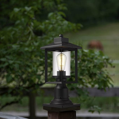 Outdoor Post Light, Exterior Post Lantern Lamps, Pathway Post Lighting Fixture, Post Lights Fixture in Black Finish with Clear Glass Shade for Garden, Backyard, Patio, Lawn, Driveway
