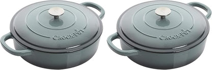 Crock-Pot Crock Pot Artisan Enameled Cast Iron Braiser W/Lid, 5 Quart, Slate Gray (Pack of 2)