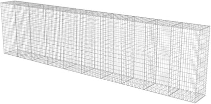 Galvanized Steel Gabion Wall with Covers, Gabion Mesh Wire Wall Panel Galvanized Steel Garden Stone Wire Basket Fencing Patio Decorative Fence, 236"x19.7"x59",-182