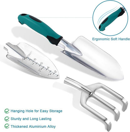 Garden Tools Sets, Gardening Tool Set with 39.3 in Repotting Mat, 7 Piece Gardening Kit with Non Slip Ergonomic Handle, Heavy Duty Garden Tool Bag Gardening Supplies for Women and Men