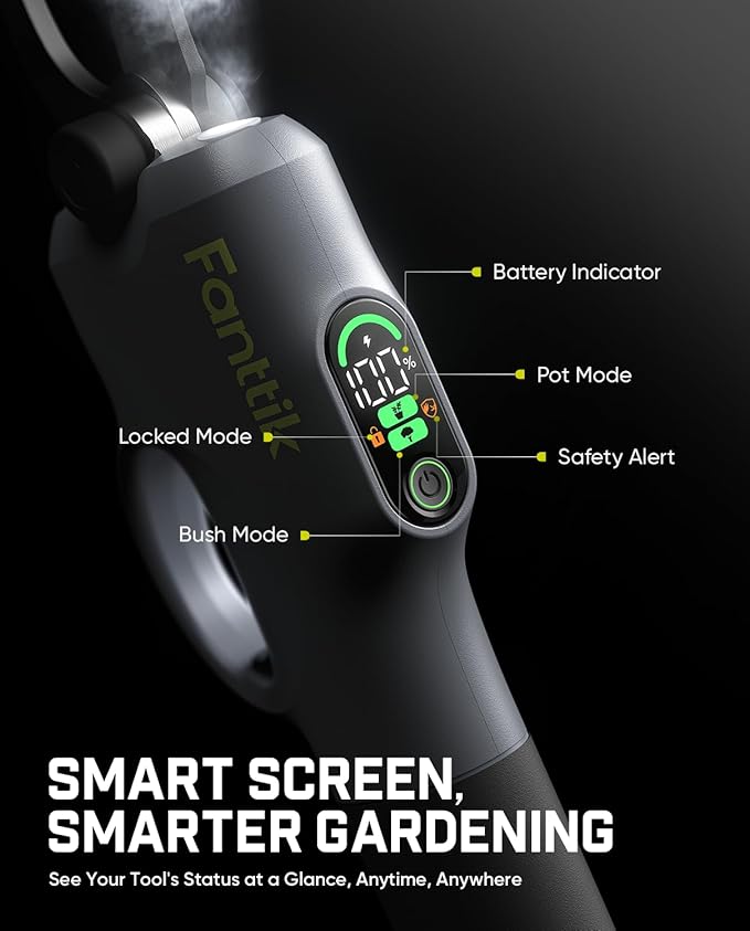 Fanttik Y10 Pro Cordless Electric Pruning Shears with Brushless Motor, LED Display, 4-Level Safety System, USB-C Fast Charging, SK5 Steel Blade for Branch Trimming