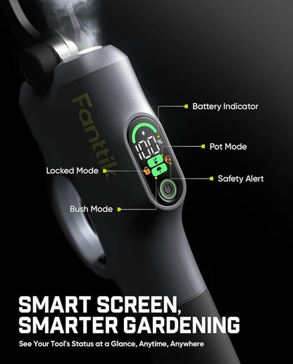Fanttik Y10 Pro Cordless Electric Pruning Shears with Brushless Motor, LED Display, 4-Level Safety System, USB-C Fast Charging, SK5 Steel Blade for Branch Trimming