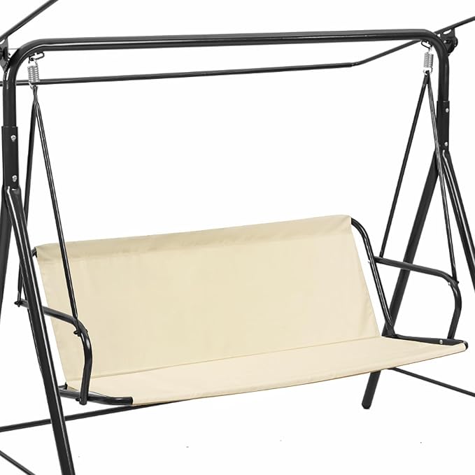 Outdoor Porch Swing Seat Cover Replacement,600D Thickened Oxford Waterproof Swing Replacement Cushion Fabric Covers for 3-Seater Patio Garden Yard Chair Bench (Beige,45.3 x 18.9 x 18.9 Inches)