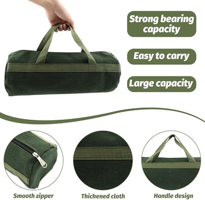 Tool Bag, Multi-Purpose Canvas Grill Tools Organizer, Heavy Duty Storage Handbag Tote Bag with Sturdy Bottom, Wide Mouth Tool Bags for Electricians, Carpenter(COLOR:Round,35 x 13cm)
