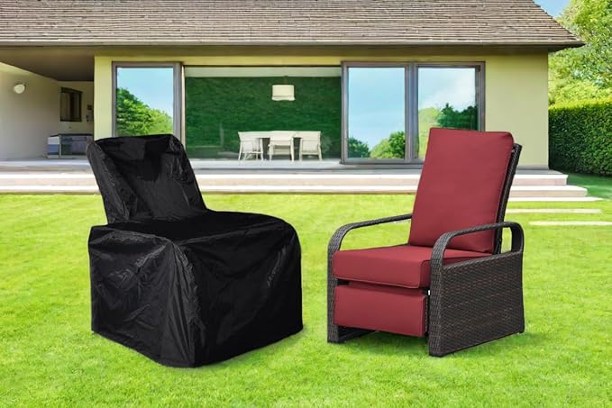 ATR ART TO REAL Outdoor Protective Cover, Patio Furniture Chair Protective Storage Cover, Sturdy and Water Protected Outside Armchair Cover (Black)