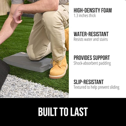 GORILLA GRIP Extra Thick Patent Pending Soft Foam Kneeling Pad, 2 PK, Supportive Large Cushion Knee Pads for Gardening, Baby Bath, Dirt and Water Resistant, Workout and Garden Supplies, 17.5x11, Gray