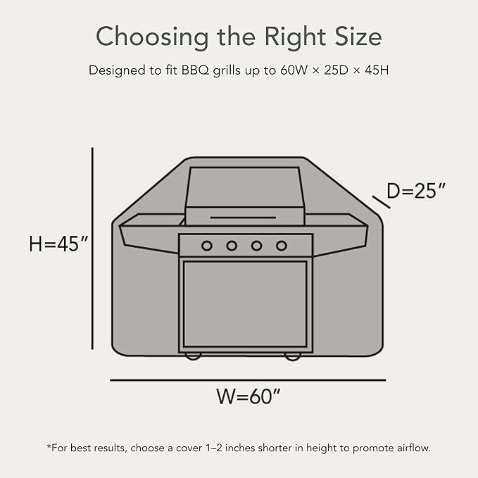 Covermates Classic Grill Cover - All-Weather Heavy Duty Outdoor BBQ Cover with Water-Resistant 12-Gauge Vinyl, Mesh Vents, Protection for Large Outdoor Grills, 60 Inch, Classic Tan