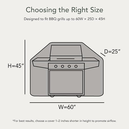 Covermates Classic Grill Cover - All-Weather Heavy Duty Outdoor BBQ Cover with Water-Resistant 12-Gauge Vinyl, Mesh Vents, Protection for Large Outdoor Grills, 60 Inch, Classic Tan