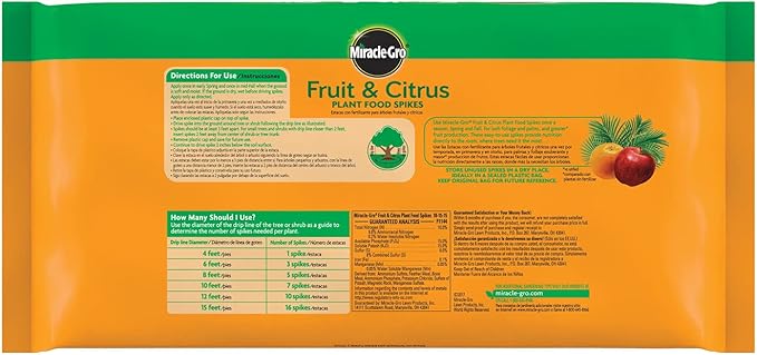 Miracle-GRO Fruit & Citrus Plant Food Spikes, 12 Spikes (2-Pack)