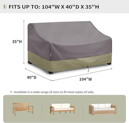 KylinLucky Outdoor Patio Sofa Cover fit 104 x 40 x 35 inch, 103 x 39, 102 x 38 Waterproof Weatherproof Heavy Duty 600D Garden Furniture Cover for Outside Sofa Couch