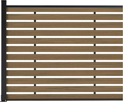 Outdoor Privacy Fence WPC, AC Unit Air Conditioner Screen 5 FT(H) x 6 FT(W) Trash Can with Aluminum Alloy Post, Decorative Fencing, Brown with 1 Post