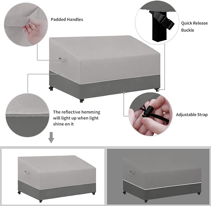 Easy-Going Patio Loveseat UV Resistant Outdoor Couch Bicolor 2-Seater Bench Waterproof Outdoor Furniture Cover with Reflective Hemming (90Wx34Dx32H inch, Gray/Dark Gray)