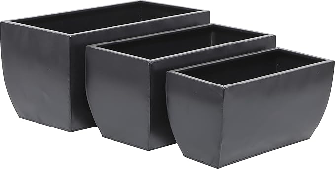 CosmoLiving by Cosmopolitan Metal Indoor Outdoor Planter, Set of 3 20", 18", 16"W, Black