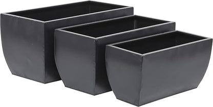 CosmoLiving by Cosmopolitan Metal Indoor Outdoor Planter, Set of 3 20", 18", 16"W, Black