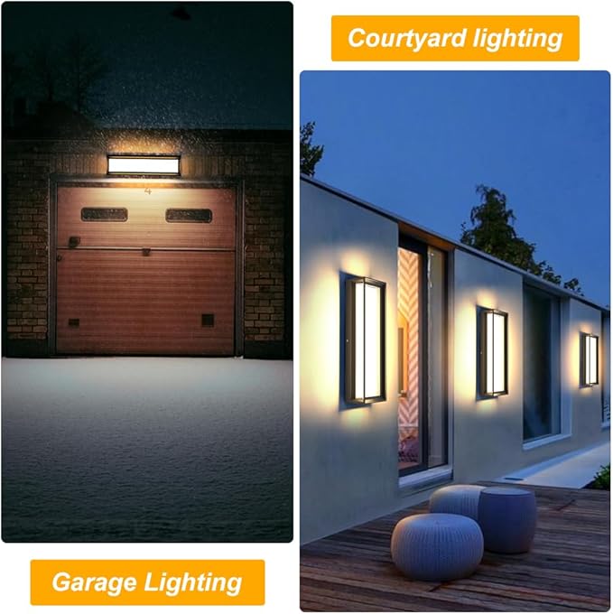 Sytmhoe LED Square Outdoor Wall Lights,16inch 3000K 10%-100% Dimmable Exterior Wall Light Aluminum&PC Body Waterproof IP65 led Porch Light for House Patio Garage Garden