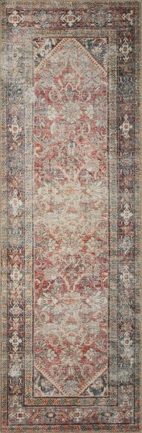 Loloi Amber Lewis Georgie Collection GER-01 Red/Navy 3'-0" x 12'-0", .19" Pile Height, Runner Rug