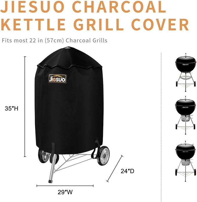 Grill Cover for Weber Premium Master Touch 22 Inch Charcoal Grill, Heavy Duty Waterproof Cover for Weber Charcoal Kettle BBQ Grills with Handle