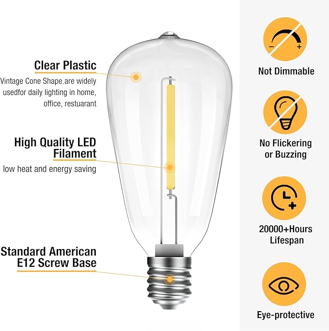 litogo 42FT Outdoor String Lights, LED Patio Lights Waterproof with 15+1 ST38 Edison Bulbs Shatterproof,2700K Warm White Hanging Outside Lights for Backyard Deck Party Garden Bistro Tent