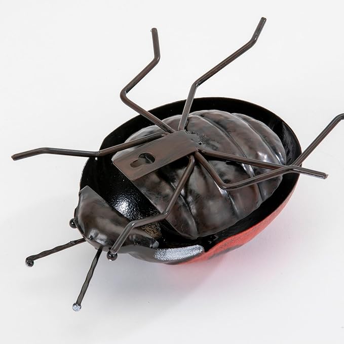 Bits and Pieces - Garden Ladybug - 5-1/2" x 6" - Metal Sculpture - Indoor or Outdoor Decor - Wall Art - Gift for Gardener