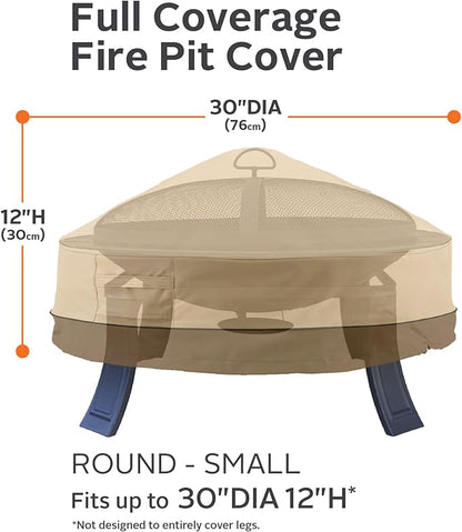Classic Accessories Veranda Water-Resistant 30 Inch Round Fire Pit Cover, Patio Furniture Covers