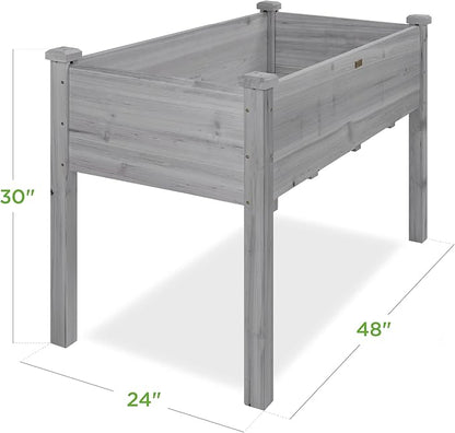Best Choice Products 48 x 24 x 30 Inches Raised Garden Bed, Elevated Wood Planter Box Stand for Backyard, Patio, Balcony with Bed Liner, 200 Pound Capacity - Gray