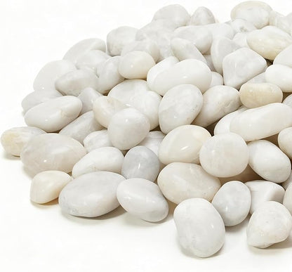 Mr. Fireglass 5lb White River Rocks, 3/8 inch Natural Decorative Polished Pebbles Aquarium Gravel Stones for Landscaping, Indoor Plants, Vase, Succulent, Fish Tank