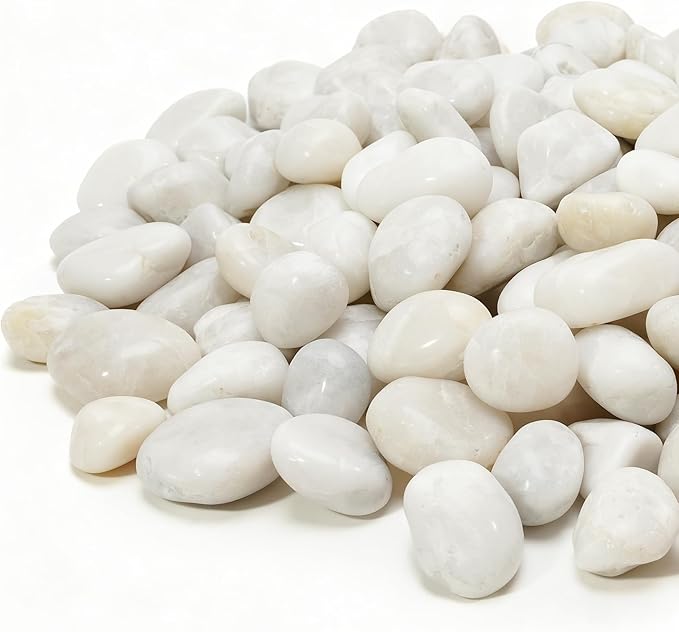 Mr. Fireglass 10lb White River Rocks, 3/8 inch Natural Decorative Polished Pebbles Aquarium Gravel Stones for Landscaping, Indoor Plants, Vase, Succulent, Fish Tank