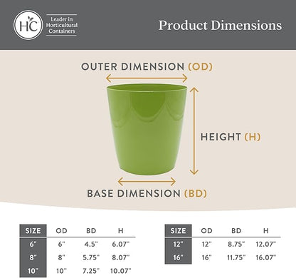The HC Companies Aria Round Self-Watering Pot - Lightweight Plastic Planter for Herbs & More - Durable Plant Pots for Indoor Plants & Outdoor Plants (16" Beige, Pack of 2)