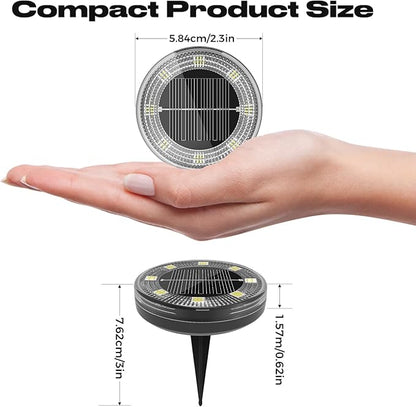 Peasur Mini Solar Ground Lights, 8 Pack Flat Solar Disc Lights Outdoor Waterproof, 2.3 Inch Small Solar Garden Lights Landscape Lighting for Outside Pathway Garden Yard Lawn Walkway,Warm White