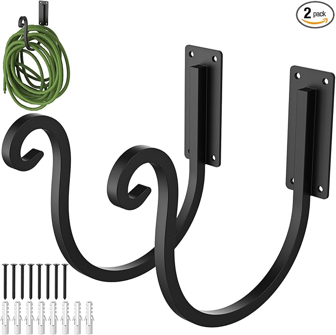 Garden Hose Holder Wall Mount,Heavy-Duty Wall Mount Water Hose Holder for Outside Water Hose Storage,Hose Reel Hooks for Garden(2 Pack)