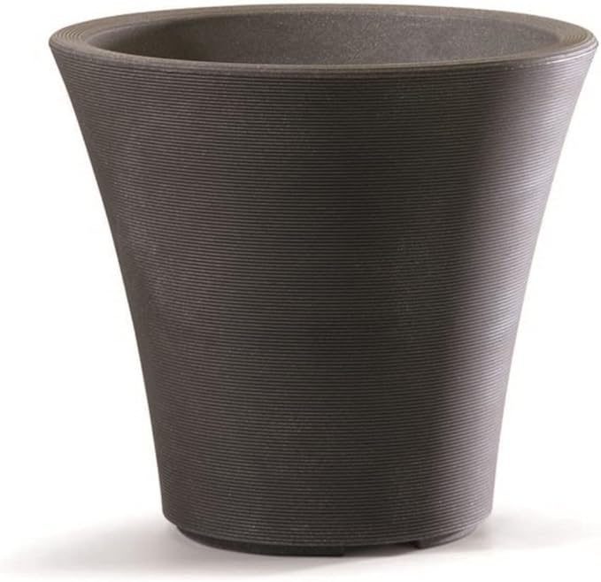 Garden Elements Indoor/Outdoor Resin Pamploma Round Planter, Cappuccino 12"