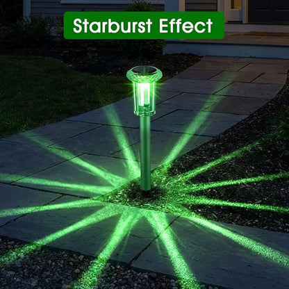 Eyrosa Solar Outdoor Lights, St Patricks Day 10 Pack Solar Pathway Lights Outdoor Waterproof, Stainless Steel Stake Lighting for Garden Yard Path Walkway Driveway Patio Lawn Outside Décor,Green