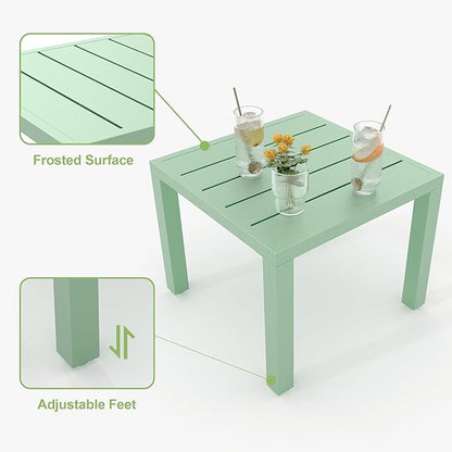 GarveeTech 3 PCS Outdoor Bistro Set, Stackable Modern Metal Steel Table and Chairs, Small Patio Furniture Conversation Set for Porch, Deck, Balcony, Garden, Geometric Decor - Mint Green
