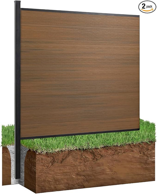 72" W x 72" H Outdoor Privacy Fence with Sturdy Alloy Post, Tall Wind Resistant Fence Covering Privacy for Yard Backyard Garden and Swimming Pool(Brown, 2Post)