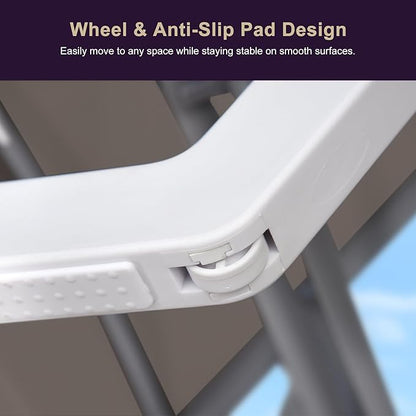 PURPLE LEAF Patio Chaise Lounge Chair Set Outside Aluminum Plastic Stackable Tanning Chairs with Armrests and Side Table for Pool Sunbathing Beach Deck Outdoor Lounger, Taupe