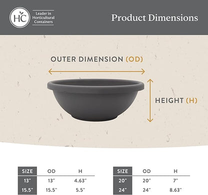 The HC Companies Shallow Planter with Drainage - Contemporary Garden Bowl Planter for Flowers, Herbs & More - Round Succulent Planter Pot for Indoors and Outdoors (15.5" Teal, Pack of 1)