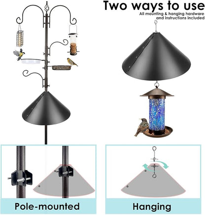 Bird Feeder Pole with Squirrel Baffle - Deluxe Feeder Station Kit Includes Suet Cage, Wild Bird Feeders & Planter Hanger for Garden, Yard