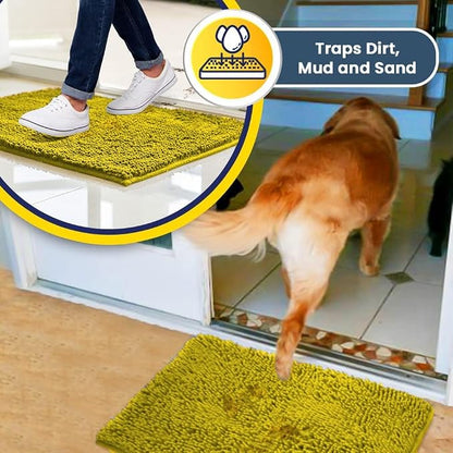 Muddy Mat® | Super Water Absorbent Door Mat Indoor, Microfiber Quick Dry Chenille Entryway Rug,Slip Resistant Front Door Mat,Indoor Mats for Entryway,Machine Washable Pet Rug, Lemon Yellow 48" x 72"