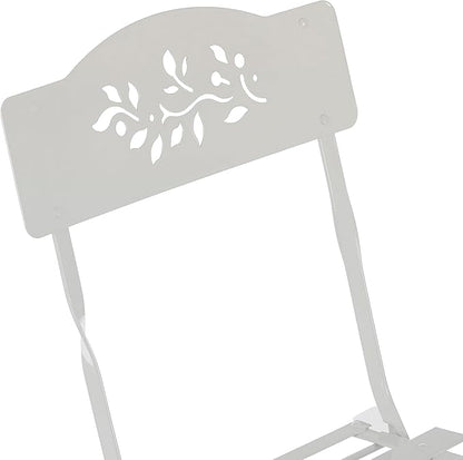 Alpine Corporation Indoor/Outdoor 3-Piece Bistro Set Folding Table and Chairs Patio Seating, White