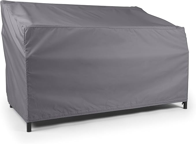 Covermates Elite Outdoor Patio Sofa Cover – Water-Resistant 300D Polyester, Double-Stitched Seams, Elastic Hem, Auto-Locking Drawcord & Mesh Vent for Moderate Weather, 123W x 34D x 34H, Charcoal