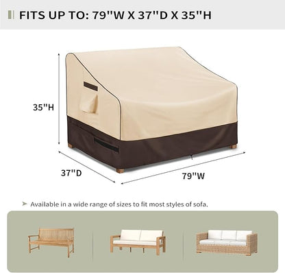KylinLucky Outdoor Patio Sofa Cover fit 79 x 37 x 35 inch, 78 x 36, 77 x 35 Waterproof Weatherproof Heavy Duty 600D Garden Furniture Cover for Outside Sofa Couch